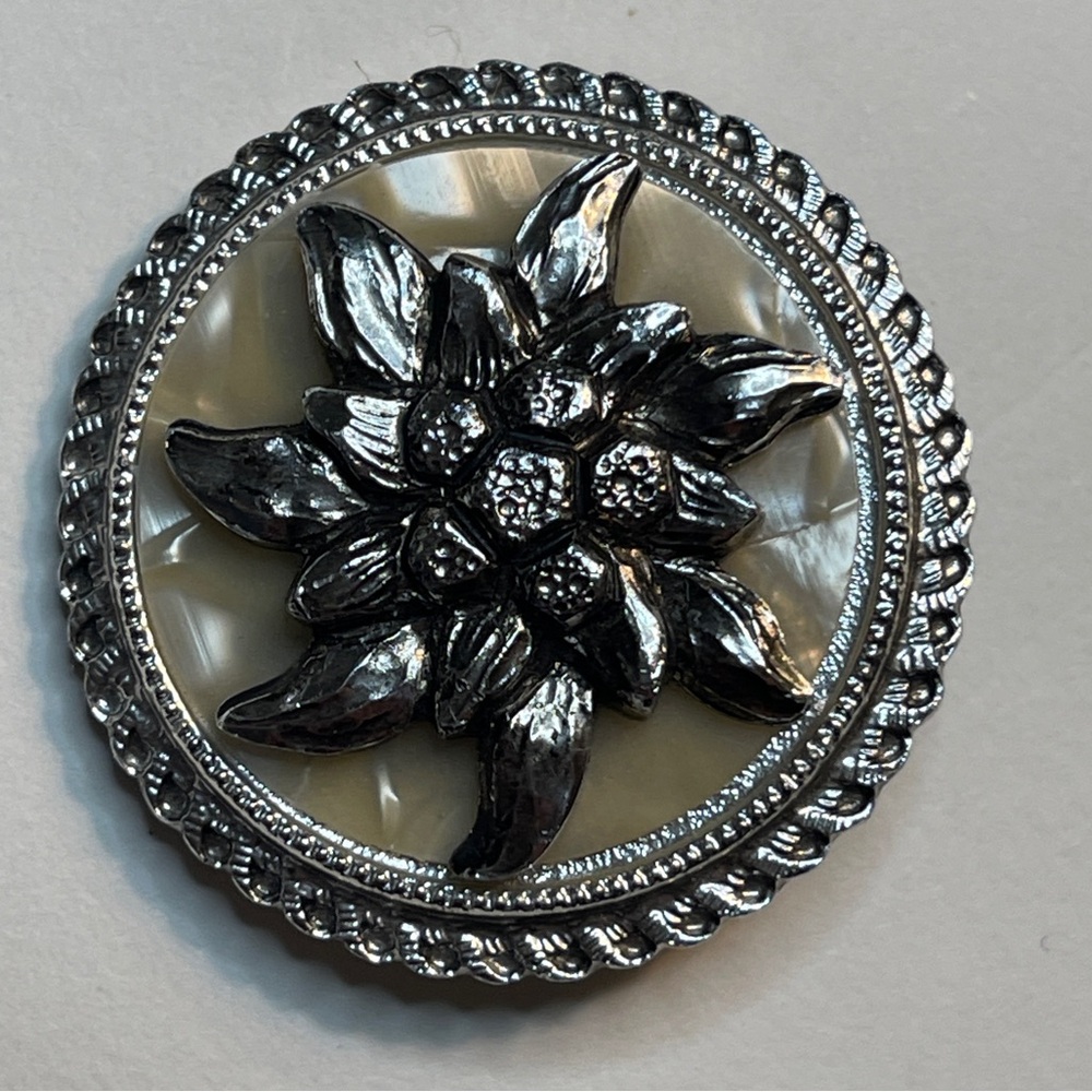 Vintage Gold and Silver Tone Floral Scarf Clip West Germany mop